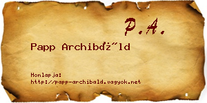 Papp Archibáld névjegykártya