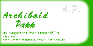 archibald papp business card